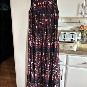 H&M Red and Blue Patterned Maxi Dress